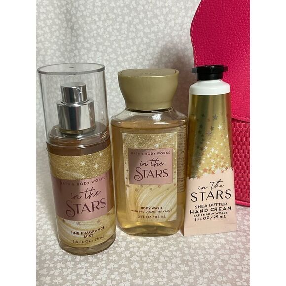 Bath and Body Works Pink Elephant Cosmetic Case  and IN THE STARS 3 pc Travel Si - Picture 2 of 9